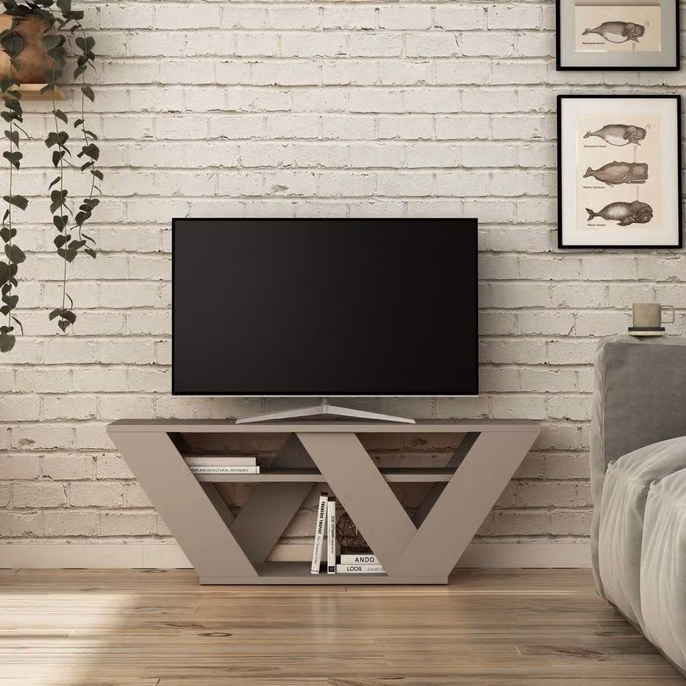 CALICOSY Pipralla TV Stand with 3 Shelves, Beige, W: 110 cm, D: 40 cm, H: 30 cm – 2