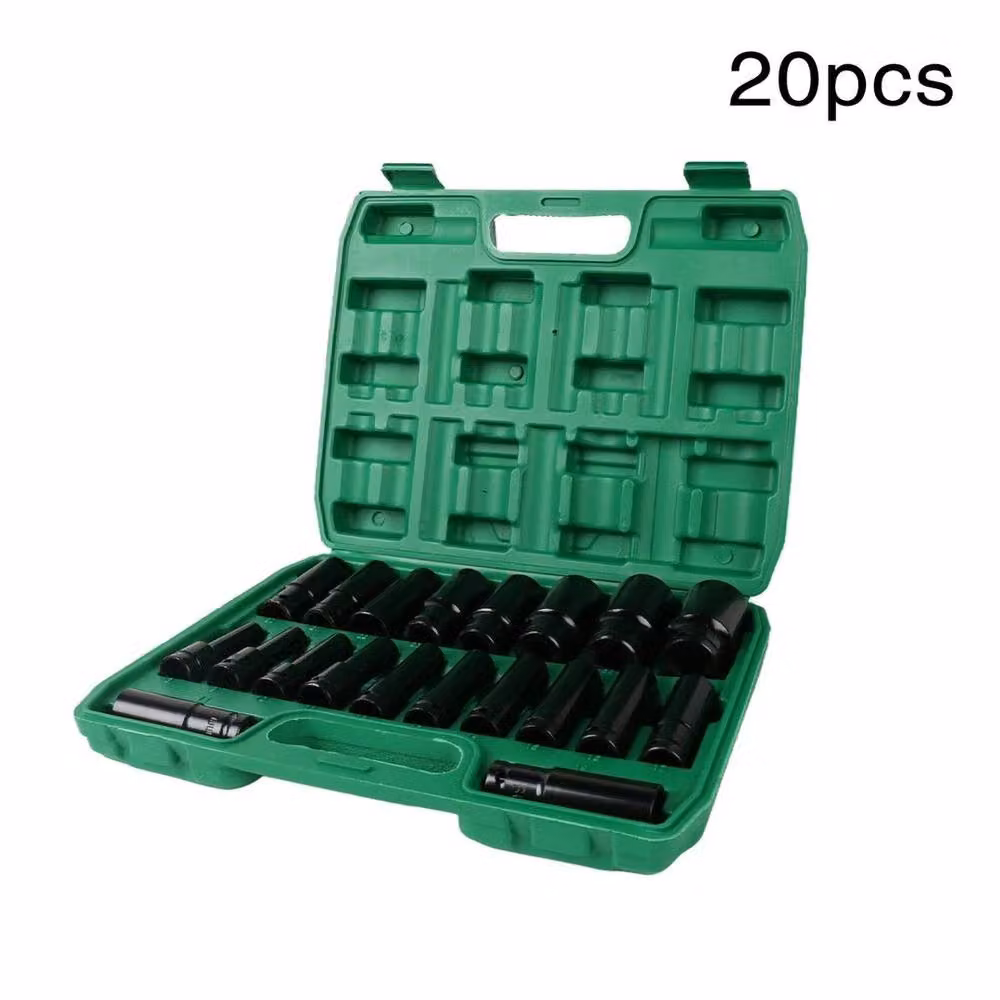FLAVORA 20-Piece 1/2 inch Drive Metric Impact Socket Set in Black Steel – 5