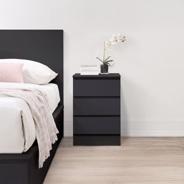 Birlea Oslo 3 Drawer Bedside Table in Black