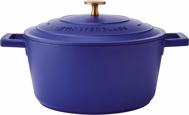 MasterClass Cast Aluminium Casserole Dish with Lid, Electric Blue, Diameter: 24 cm