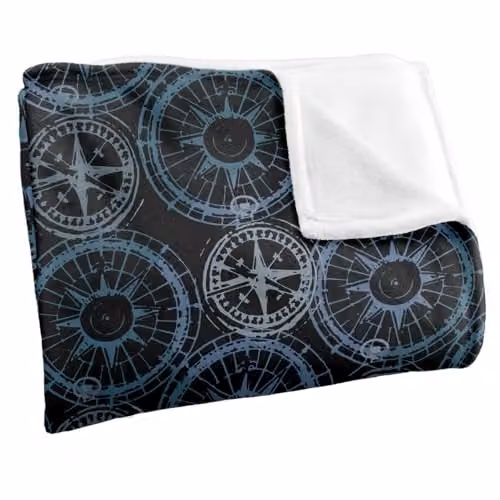 JQ Licensing Compass Pattern Silky Touch Super Soft Fleece Throw Blanket, Multicolour, W: 91 cm, D: 147 cm – 2