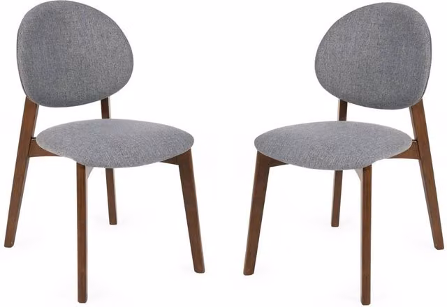 Cheshire Delacroix Premium Walnut and Grey Fabric Dining Chairs - Set of 2 – 1