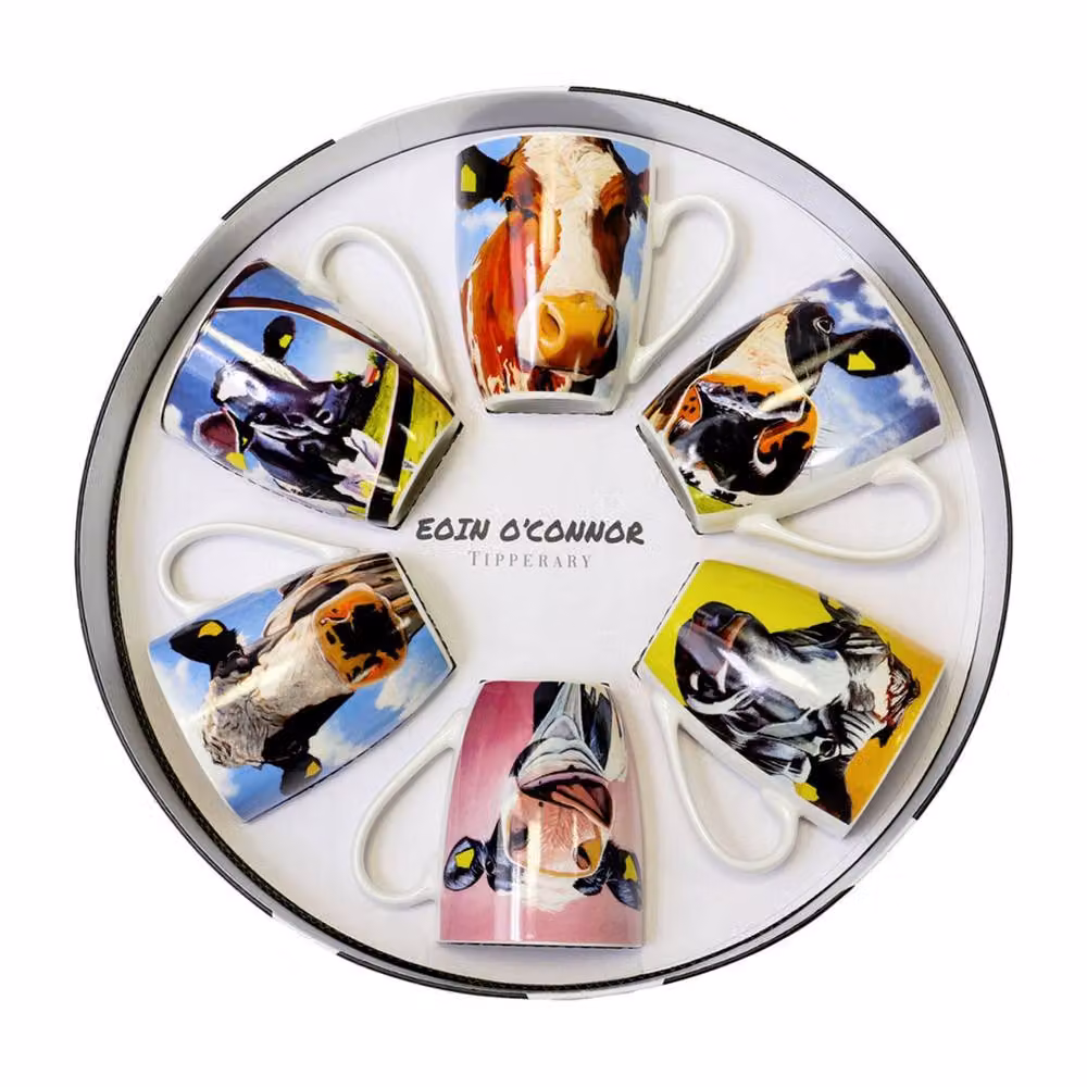 Tipperary Eoin O'Connor Cow Design Bone China Mug Gift Set of 6, Multicolour – 2