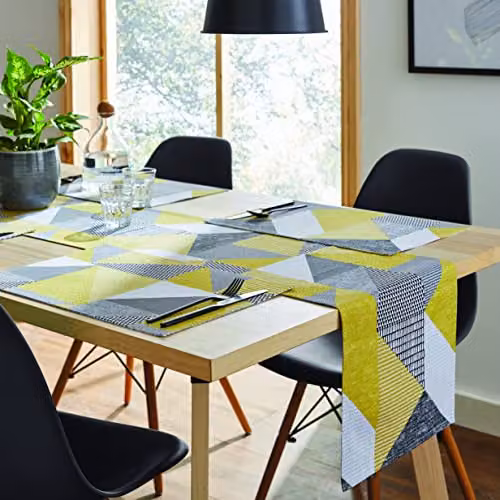 Catherine Lansfield Larsson Geo Wipe Clean Placemats, Two Pack, Yellow – 4