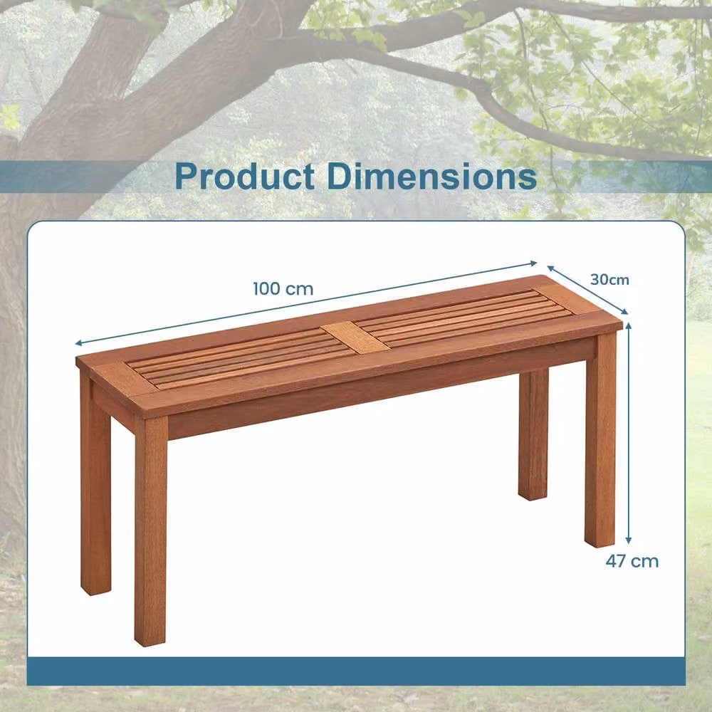 Costway 2-Person Solid Wood Patio Bench with Slatted Seat in Natural – 2