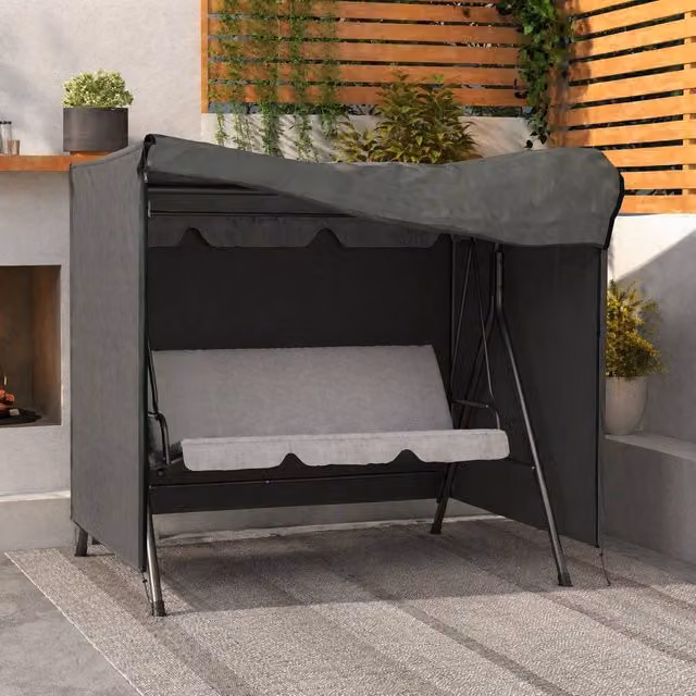 STILVORA Water-Repellent Three-Seater Swing Chair Cover in Grey Oxford Fabric