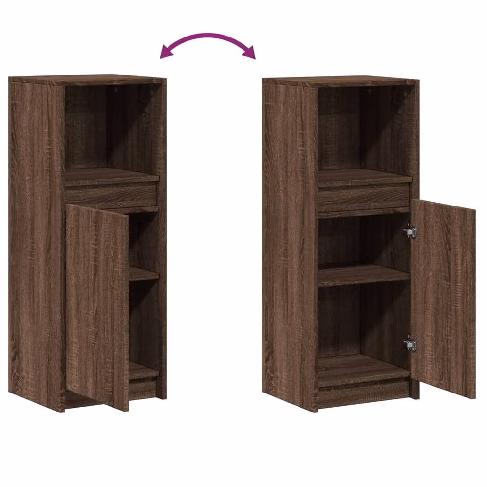 Berkfield Home Modern Brown Oak Sideboard with Integrated LED Lighting, W/D/H: 100 x 38 x 34 cm – 4
