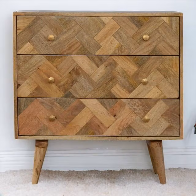 Artisan Furniture Modern Mango Wood 3 Drawer Chest in Brown