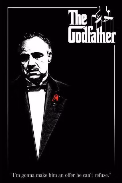 The Godfather Red Rose Paper Poster in Black and Red