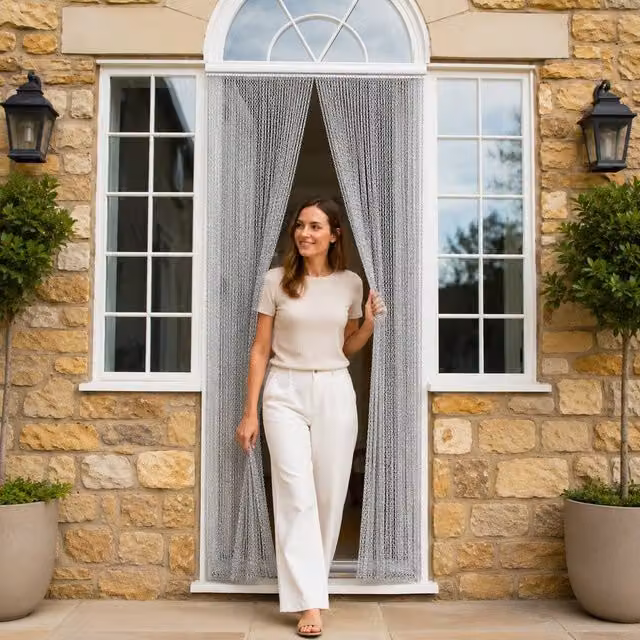 Vermatik Aluminium Silver Fly Screen Door Curtains H 210 x W 89 cm – 1