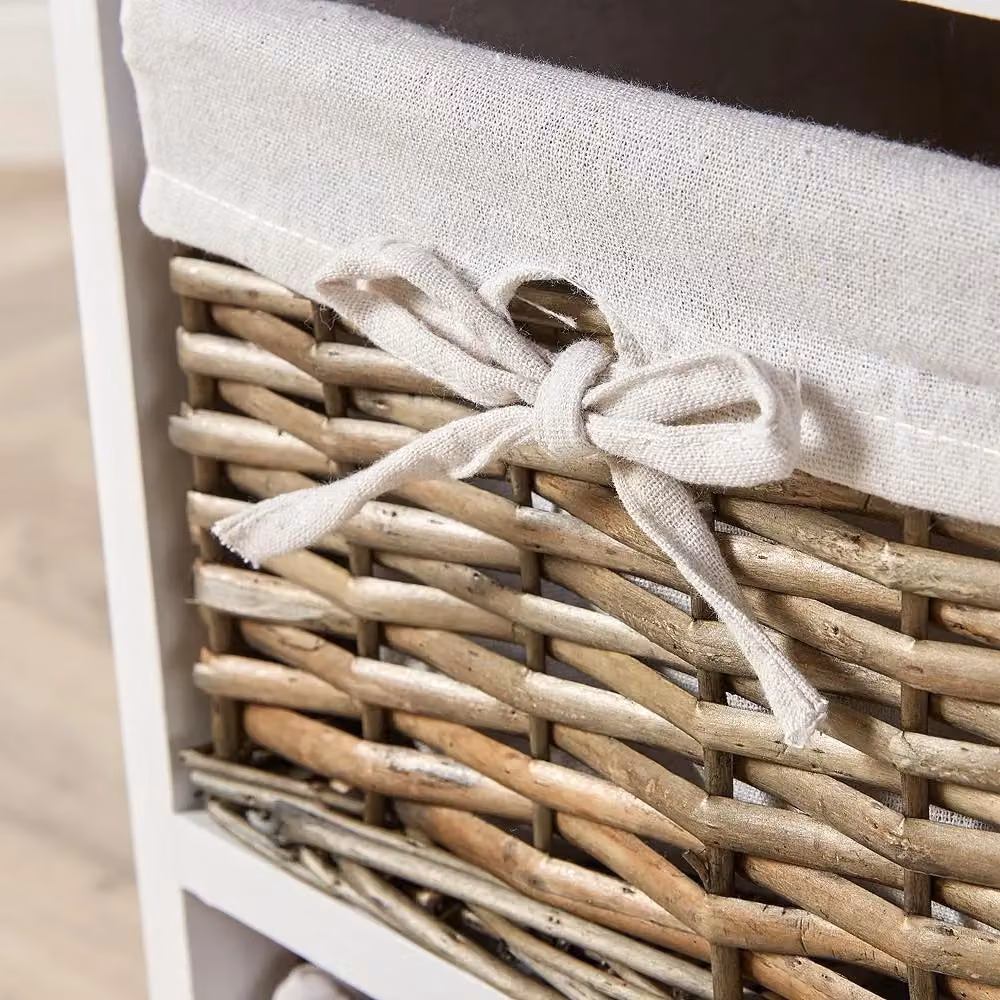 Home Source Lichfield 6 Wicker Basket Drawer Chest Storage Unit in White – 2