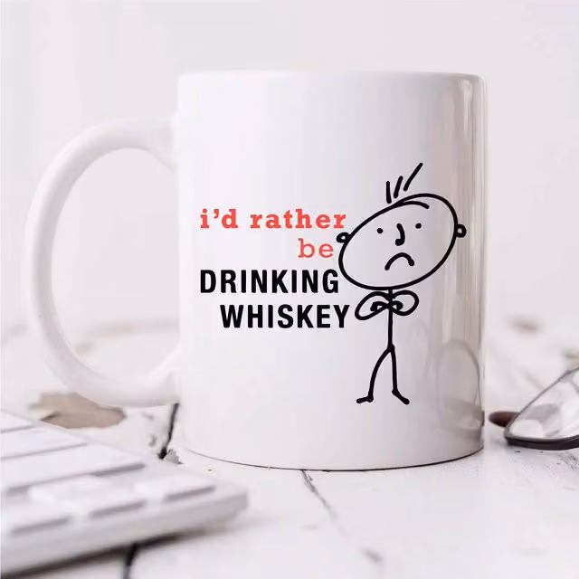 60 Second Makeover I'd Rather Be Drinking Whiskey Ceramic Mug in White