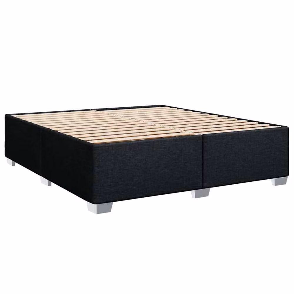 Berkfield Home Upholstered Fabric Bed Frame in Black, Super King, W: 200 cm x D: 180 cm x H: 46 cm – 3