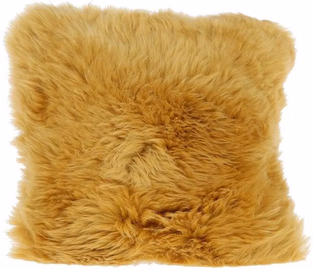 Fenland England Real Sheepskin Cushion in Ochre Yellow and Orange
