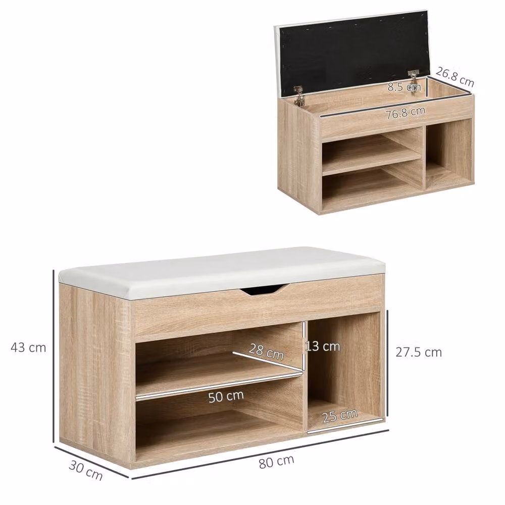 STILVORA Shoe Storage Bench with Hidden Storage in Light Oak – 3