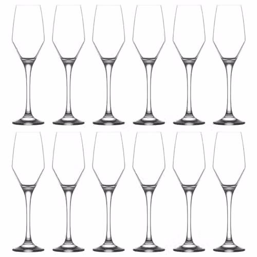 LAV Ella Glass Champagne Flutes, Pack of 12, Transparent, 230ml