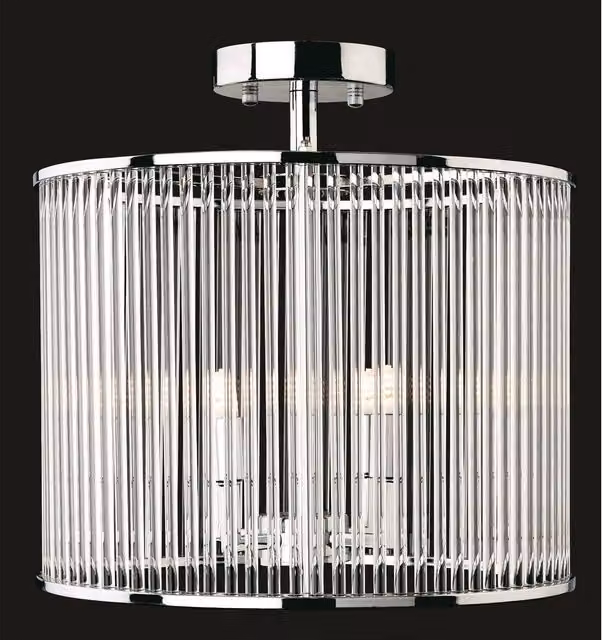Firstlight Rialto 4 Light Semi Flush Ceiling Light in Round Chrome and Transparent Glass with G9 Bulbs