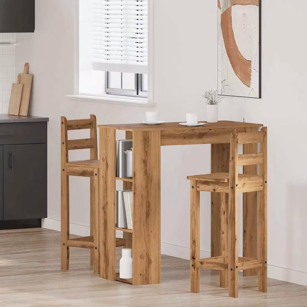 Berkfield Home Bar Table with Shelf in Artisan Oak Brown, W/D/H: 102 x 50 x 103.5 cm – 2