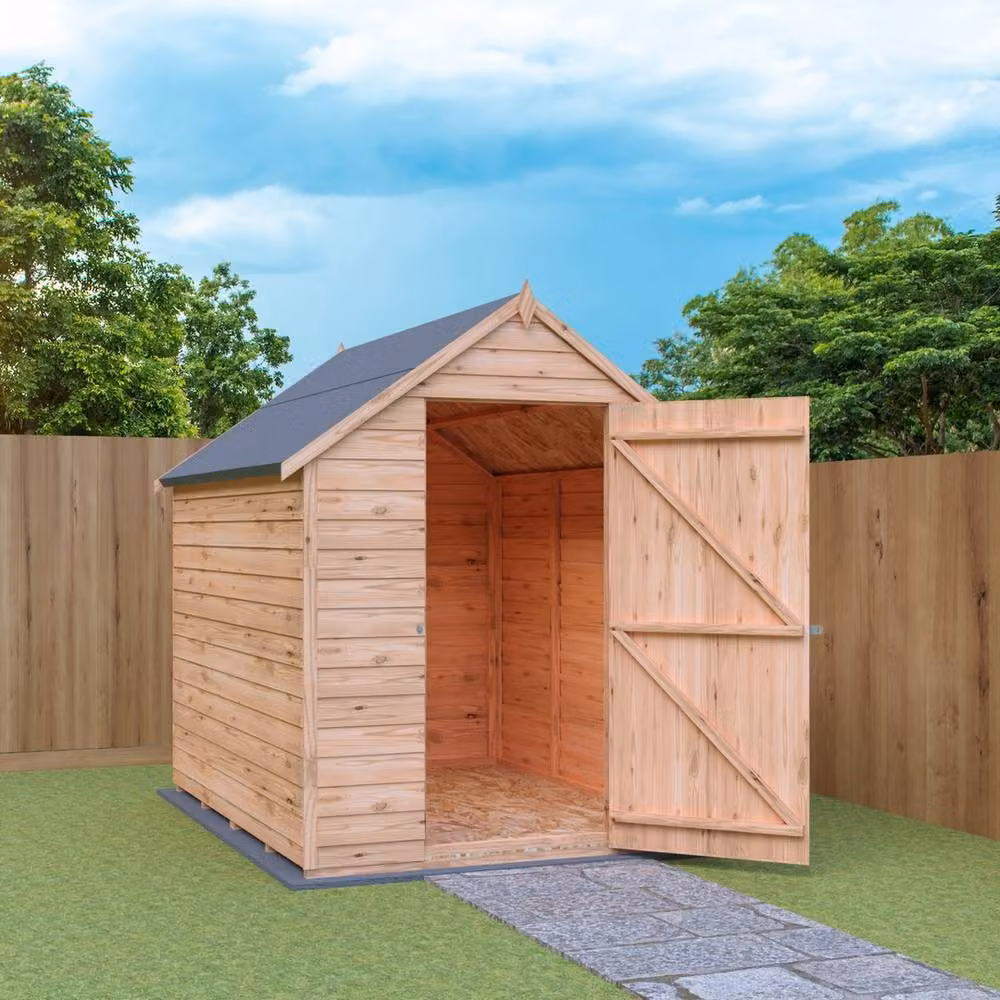 Shires Brown Dip Treated Apex Single Door Overlap Shed W: 213 x D: 152 cm – 2