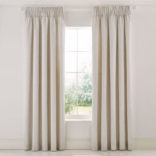 Morris & Co. Wandle Lined Floral Curtains in Grey, W: 167.64 cm, H: 182.88 cm