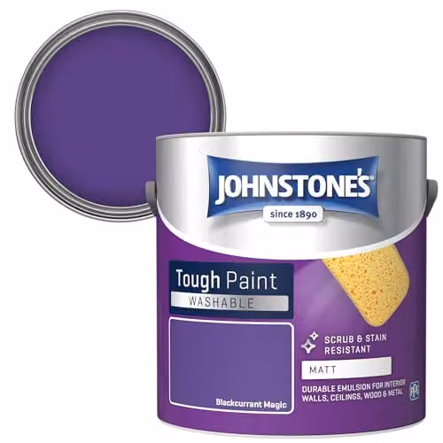 Johnstone's Matt Washable Wall and Ceiling Paint in Purple, 2.5L – 2