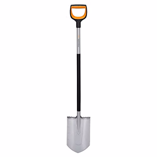 Fiskars Xact Pointed Gardener's Spade for Hard and Stony Soils with Reinforced Boron Steel Blade, Black/Orange, Length: 120 cm