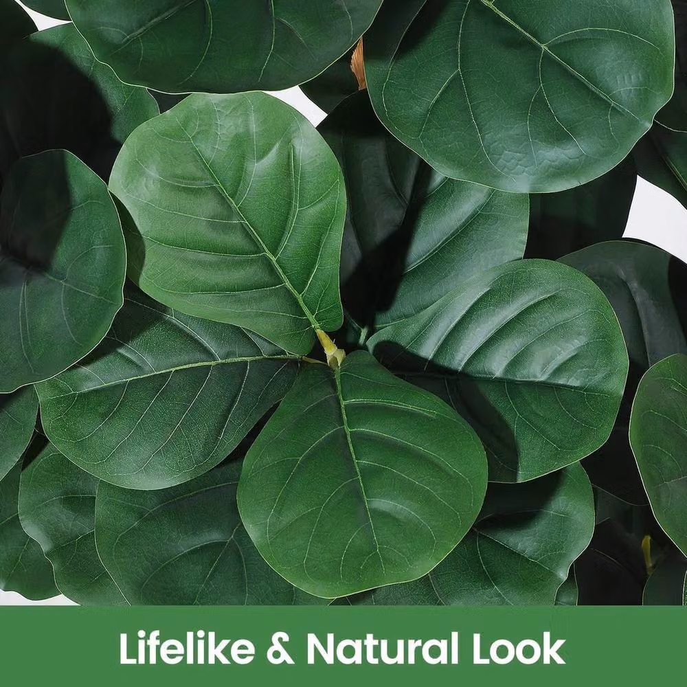 VOGREX Artificial Fiddle Leaf Tree Faux Ficus Lyrata in Green, Height: 152.4 cm – 7