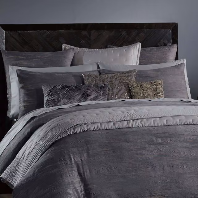 Donna Karan Gravity Reversible Jacquard Cotton Double Duvet Cover, Grey