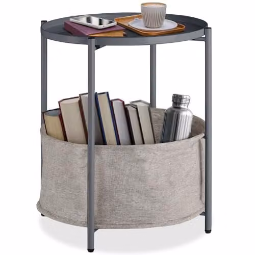 tectake Round Minimalist Side Table in Dark Grey, W/D/H: 45.5 x 45.5 x 53 cm – 1