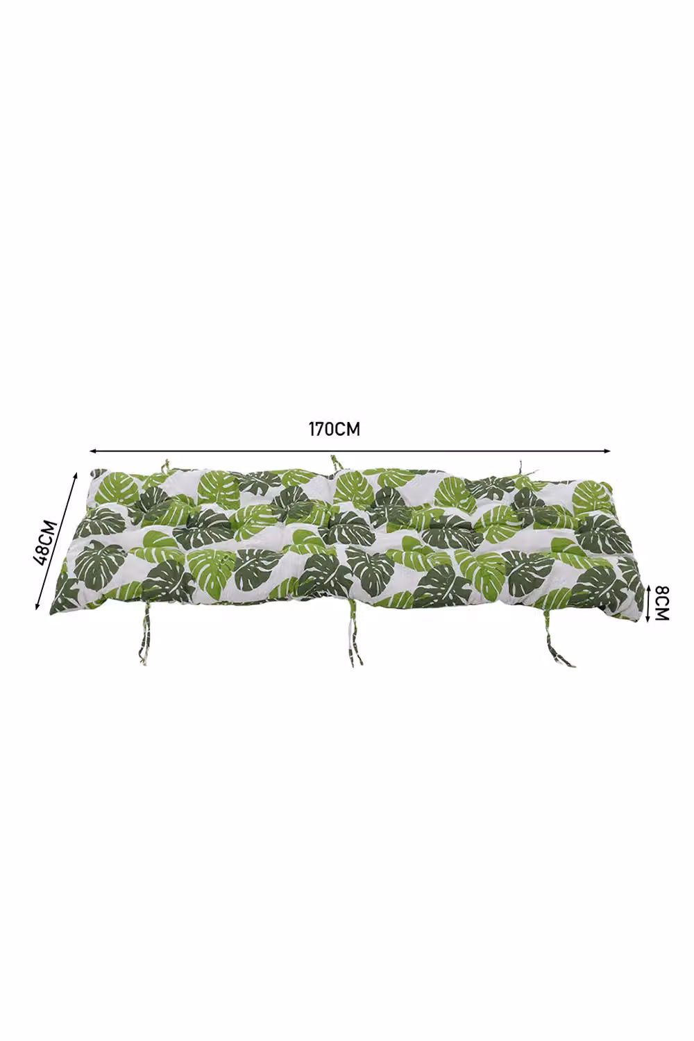 Living and Home Banana Leaf Print Button Tufted Lounge Cushion in Green, W: 48 cm, L: 170 cm – 3