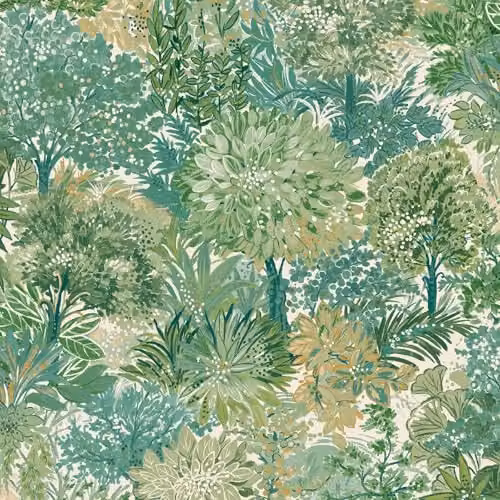 Grandeco Blossom Tree Floral Botanical Textured Wallpaper, Green