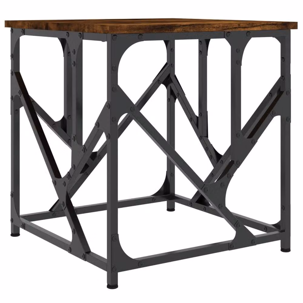 Berkfield Home Decorative Coffee Table in Smoked Oak and Brown, W/D/H: 45 x 45 x 47.5 cm – 3