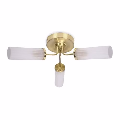 ValueLights Gold and Brass IP44 Bathroom Wall and Ceiling Light Fitting with Transparent Glass Cylinder and LED Bulbs Included – 1