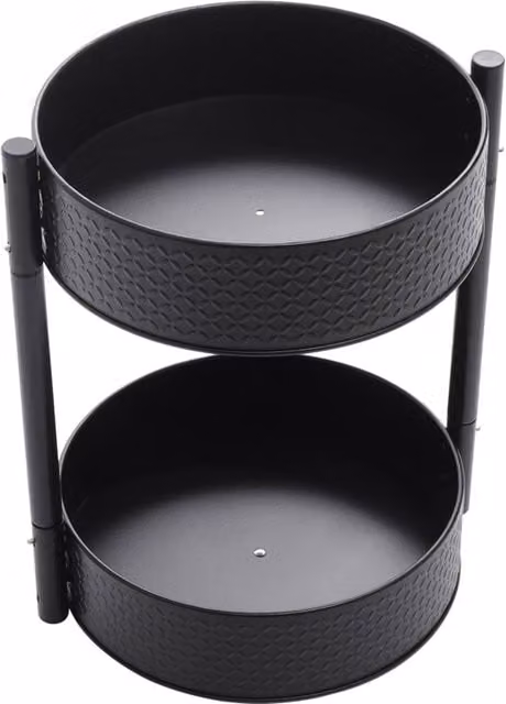 Garden Sanctuary 2-Tier Rotating Metal Spice Rack Organiser in Black, W/D/H: 33.0 x 25.0 cm