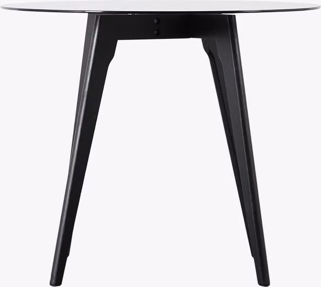 Perch & Parrow Mid-Century Round Glass and Oak Dining Table in Black