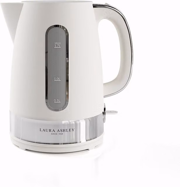 Laura Ashley White and Grey 1.7L Jug Kettle with Limescale Filter and Auto Shut-off