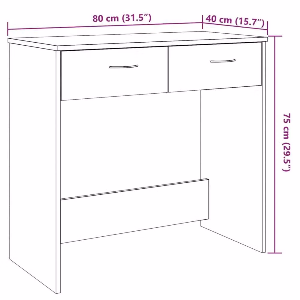 Berkfield Home Elegant Writing Desk in Brown, Engineered Wood, W/D/H: 80 x 40 x 75 cm – 7