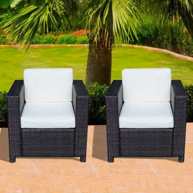 STILVORA Black Rattan Armchair with Polyester Cushions – 1
