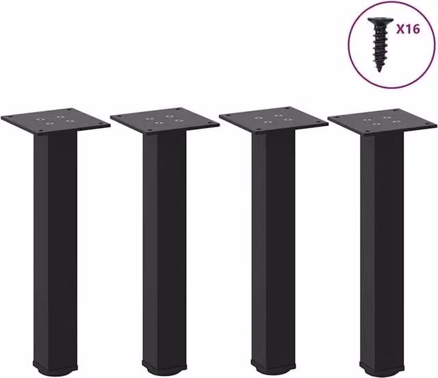 Berkfield Home Black Steel Coffee Table Legs, Set of 4, Height: 30-32 cm – 1
