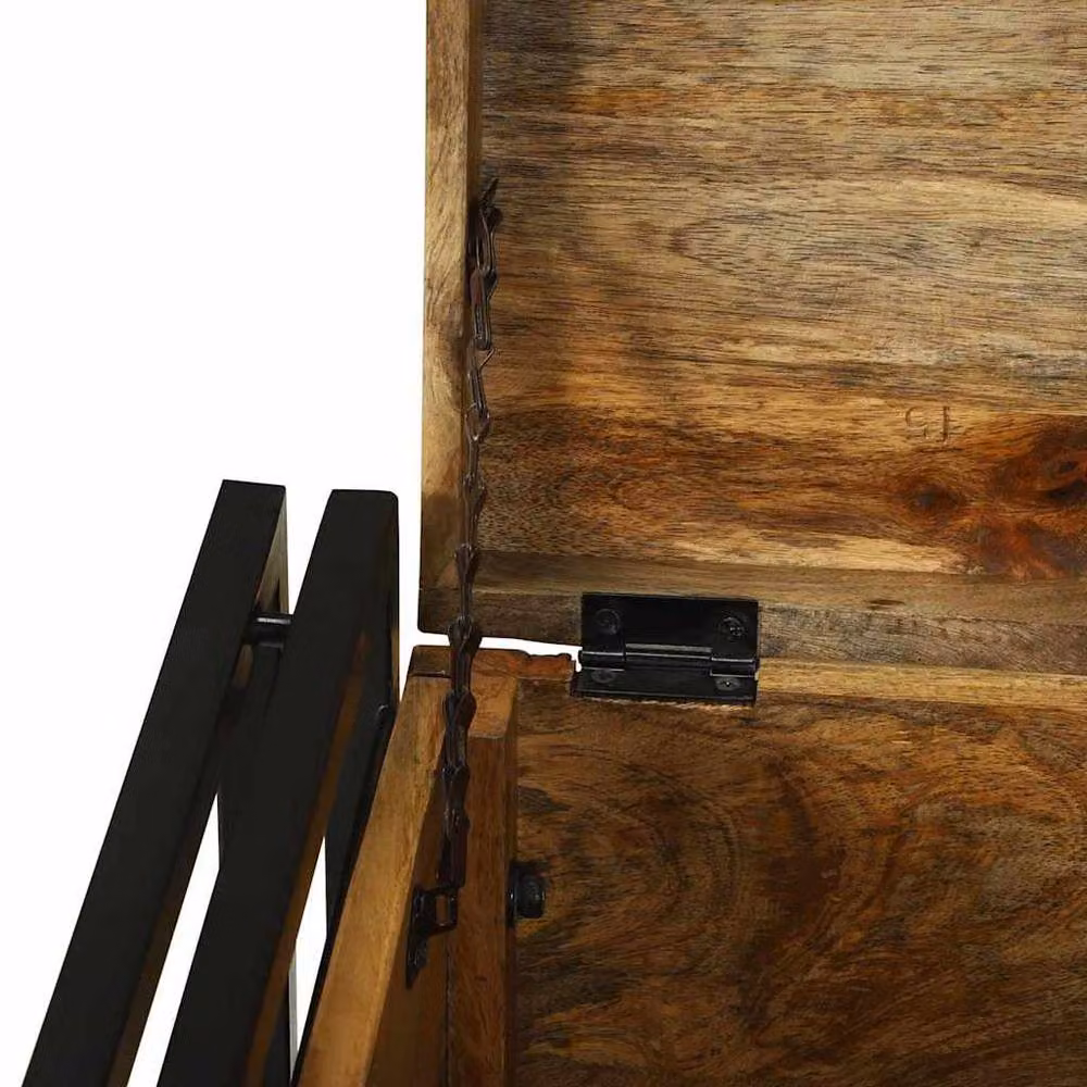 Berkfield Home Rustic Mango Wood Storage Box in Brown, W/D/H: 40 x 40 x 40 cm – 6
