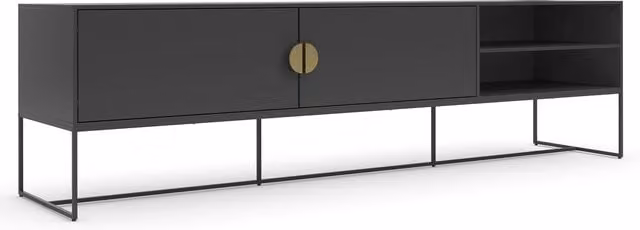 Asia and Bari Modern Anthracite TV Cabinet with Shelves and Media Compartments