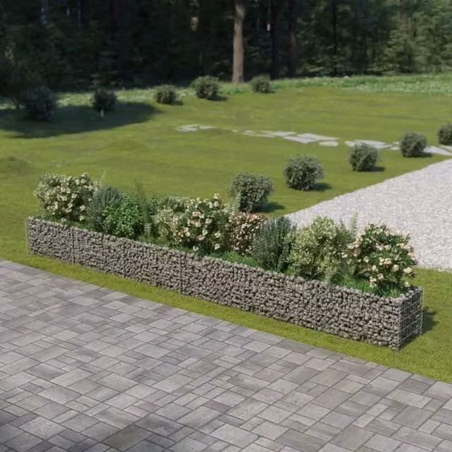 Berkfield Home Silver Galvanised Steel Stone Gabion Raised Bed, W: 540 cm, D: 50 cm, H: 50 cm – 1