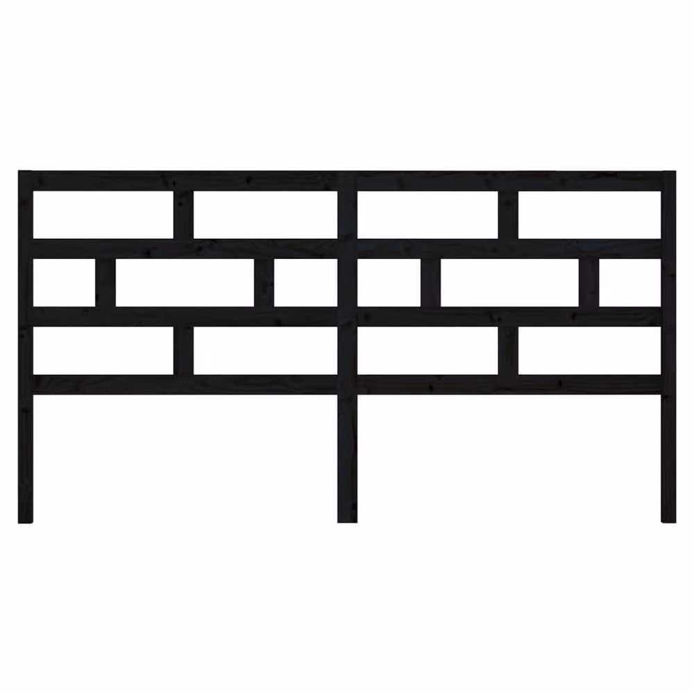 Berkfield Home Black Rustic Solid Pine Wood Bed Headboard W/D/H: 206 x 4 x 100 cm – 3