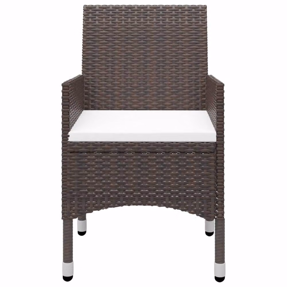 Berkfield Home Beautiful 3 Piece Acacia Wood Garden Dining Set with Cushions in Brown and White – 2