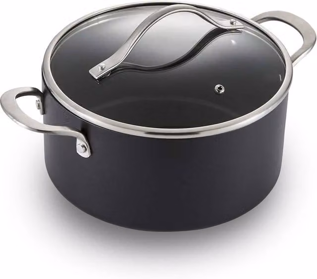 Morphy Richards Mastery 24cm Aluminium Non-Stick Casserole Dish with Glass Lid in Black
