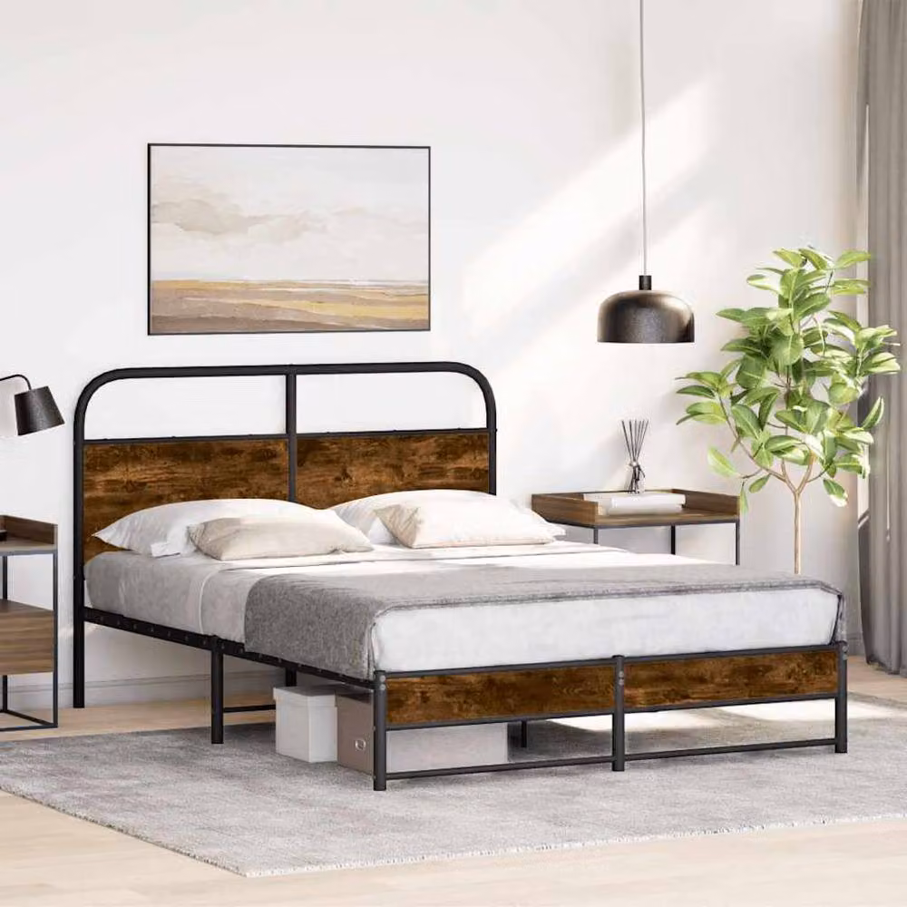 Berkfield Home Elegant Bed Frame in Smoked Oak and Brown with Drawers, W/D/H: 120 x 190 x 125 cm – 2