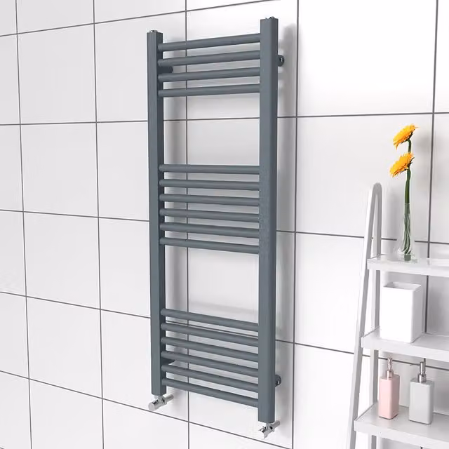 Lux Heat Coloured Steel Towel Radiator in Slate Grey, W/D/H: 100 x 40 x 0.3 cm