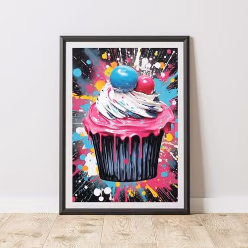 60 SECOND MAKEOVER Cupcake Pop Art Paper Poster, Multicolour, A4