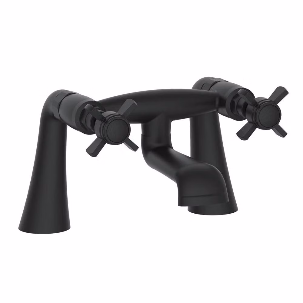 VOGREX Matt Black Traditional Brass Bath Filler Mixer Tap – 3