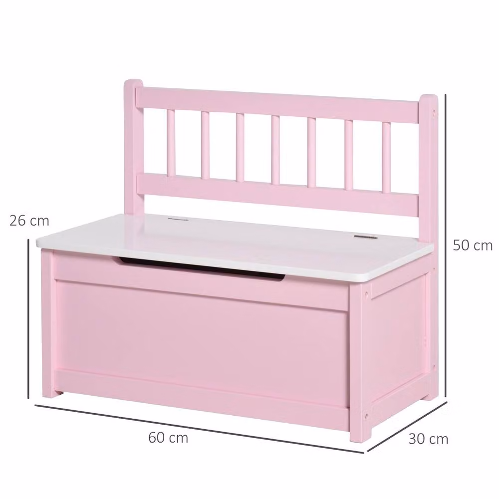 STILVORA Toy Storage Bench with Backrest in Pink – 2